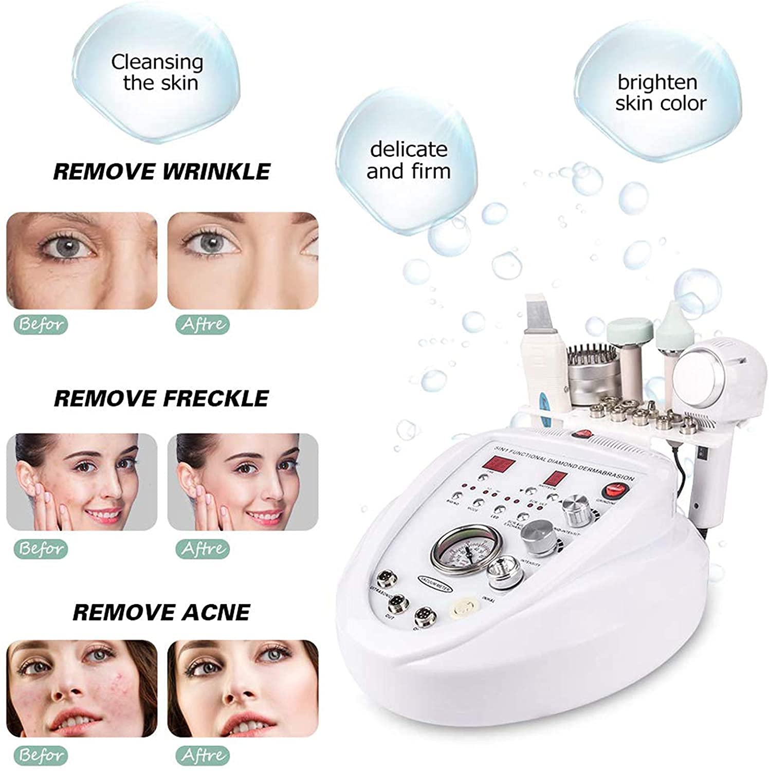 X&Z-XAOY Gesichtspflegegeräte,Diamant-Mikrodermabrasionsmaschine, Gesichtsdermabrasion Schönheitsgerät Zum Entfernen Von Mitessern Zum Anziehen