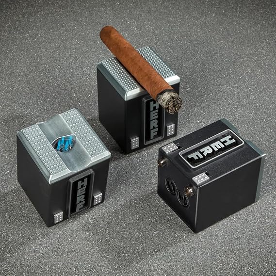 HERF Signature Table-Top Lighter, Single Triple or Quadruple Flame, Built-in Punch Cutter Extra Durable