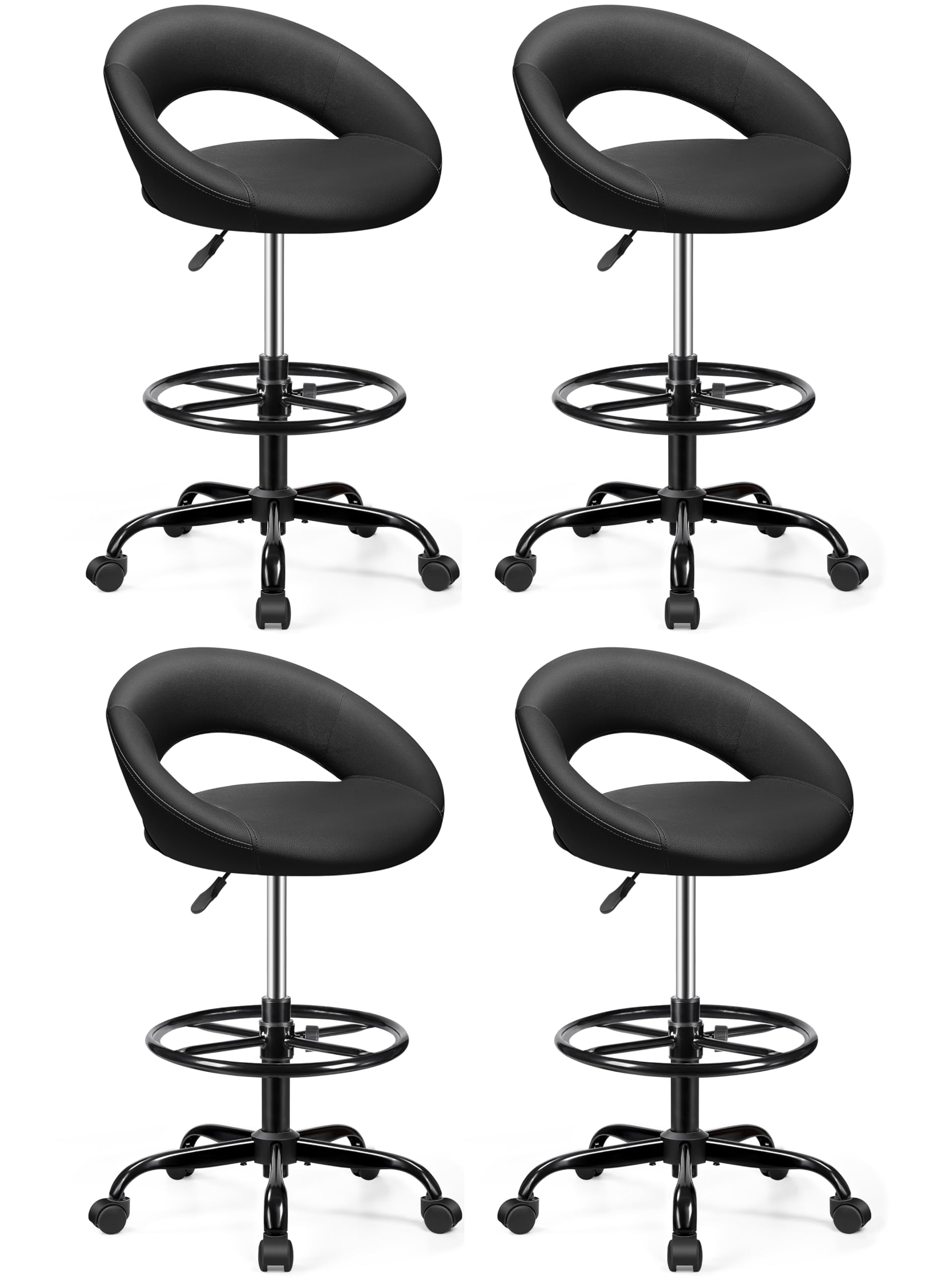BESTFAIR Office Drafting Chair, Counter Height Bar Stool with Back Support