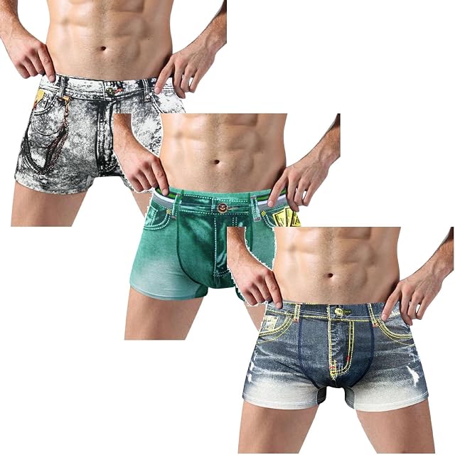 Beokeuioe Men's Underwear Hipster Cotton Stretch Briefs Retro Shorts Boxer Shorts Microfibre Winter Long Underwear Trunks Boxer Shorts Classic Pack of 3