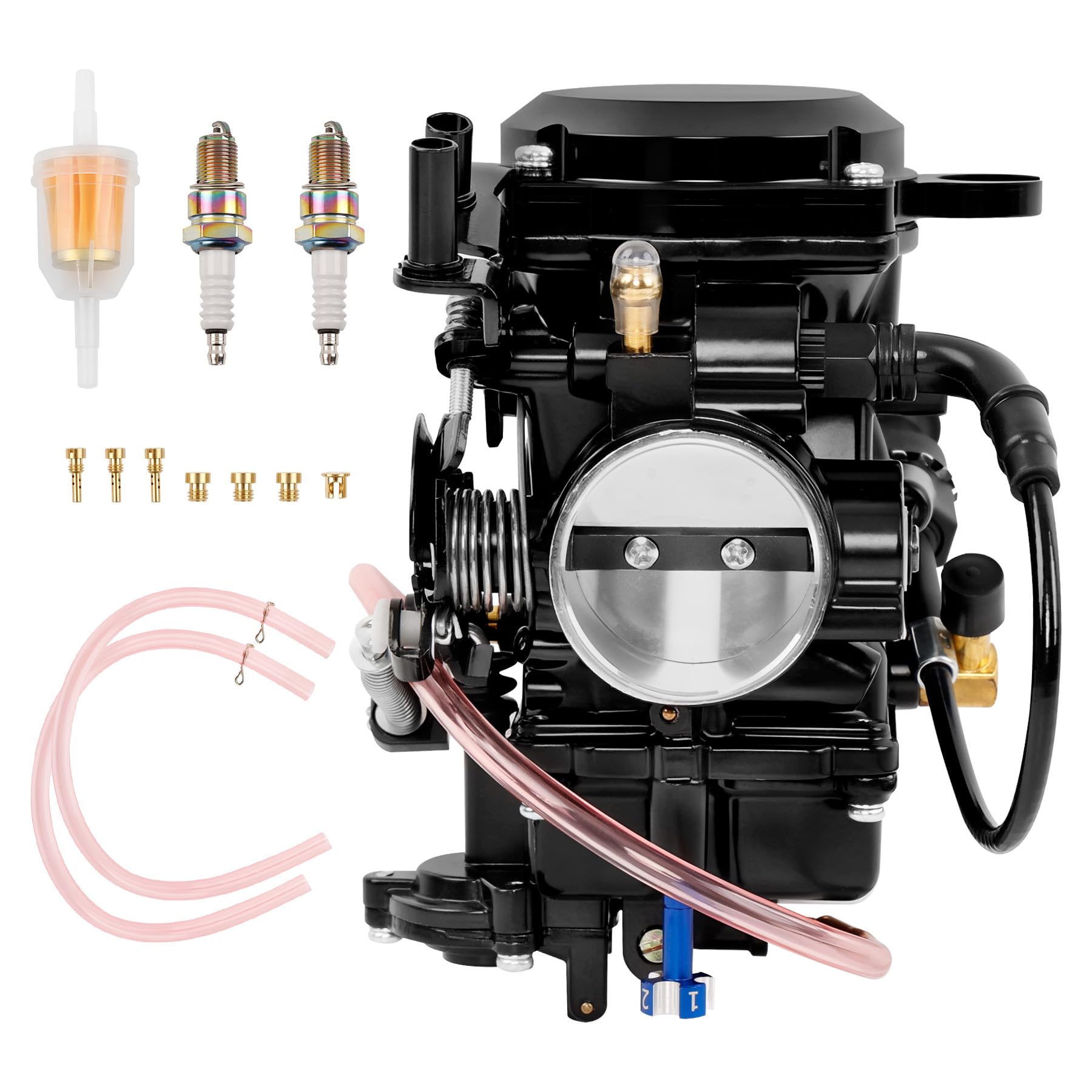 Photo 1 of CV40 Carburetor Compatible with Harley Davidson Sportster 883 1200 (1988–2006), Softail (1988–2017), Dyna/FXR (1988–2016) & Touring (1988–2016), Replaces 27421-99, with Choke Cable, Black Cover