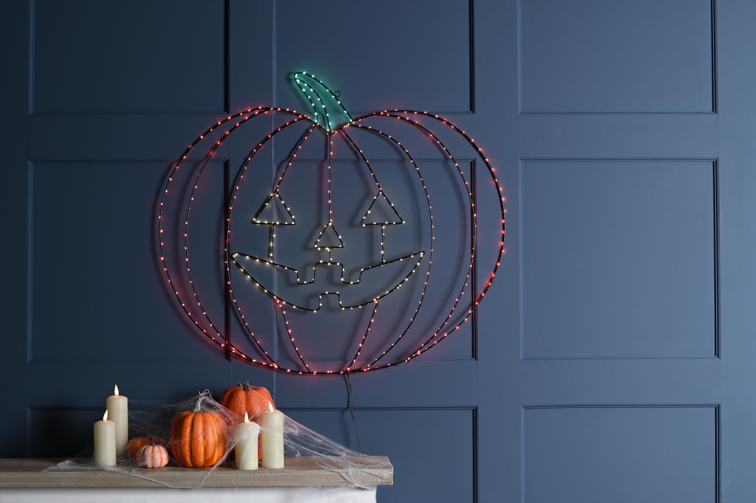 Festive Halloween B/O Lit Flashing Pumpkin Silhouette 49cmAutumn Decorations