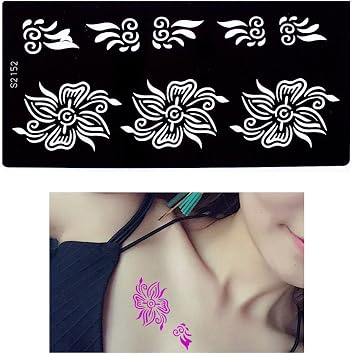 glaryyears 7 Sheets Flower Pendant Henna Tattoo Stencil Temporary Hollow DIY Drawing Body Makeup