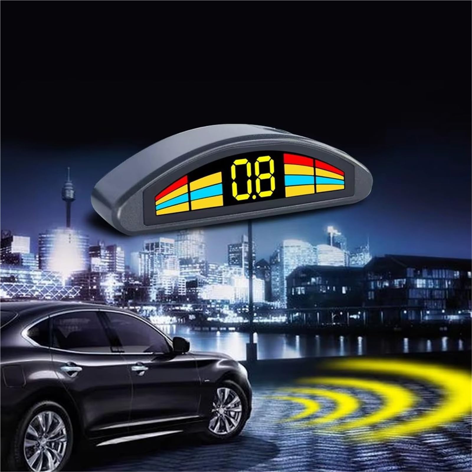 Radar Reserva Kit Sensor Aparcamiento Delantero Prefijo Automático Parktronic Sistemas Asistencia Para Vehículos Alarma Zumbador Volumen Sensores Coche(Black)