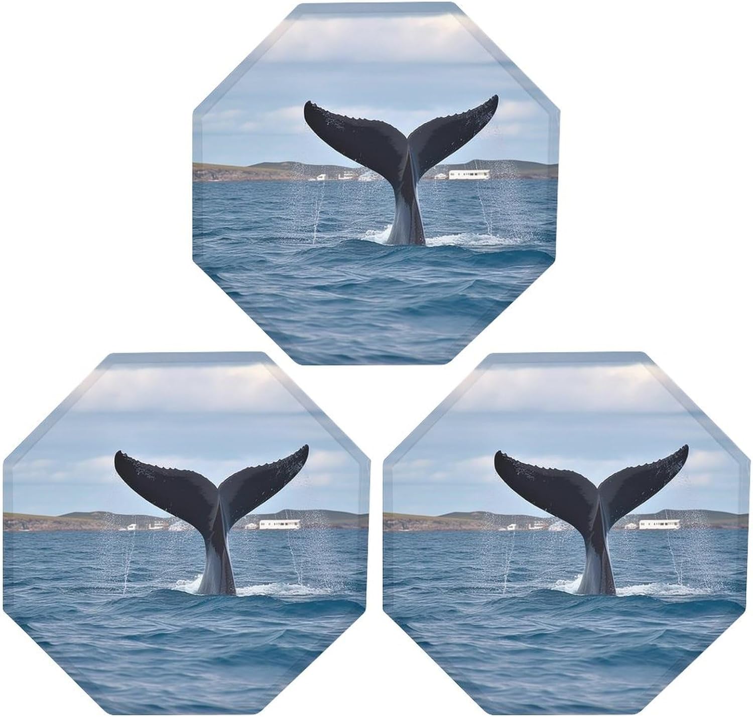 Ctagon Metal Sign for Home, Modern Display Plate for Kitchen, Whale Tail Plates Accent Hanging Wall Decorations 3PCS for Living Room, Bedroom, Hallway, Hotel