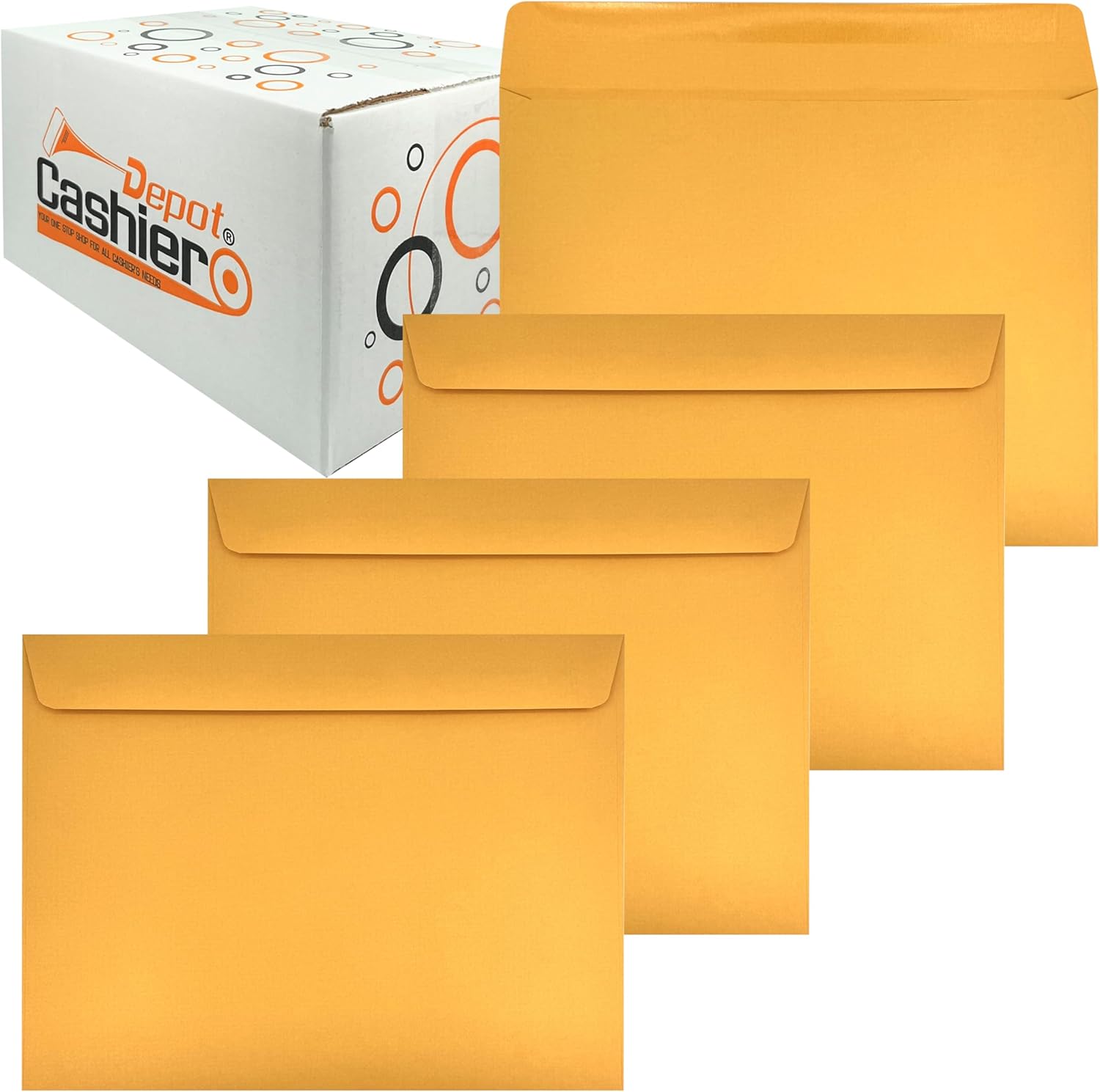 500 Cashier Depot - 6 x 9 Inch Brown Kraft Booklet Envelopes, 24 lb Paper, Open Side Design with Gummed Flap, 500 Count