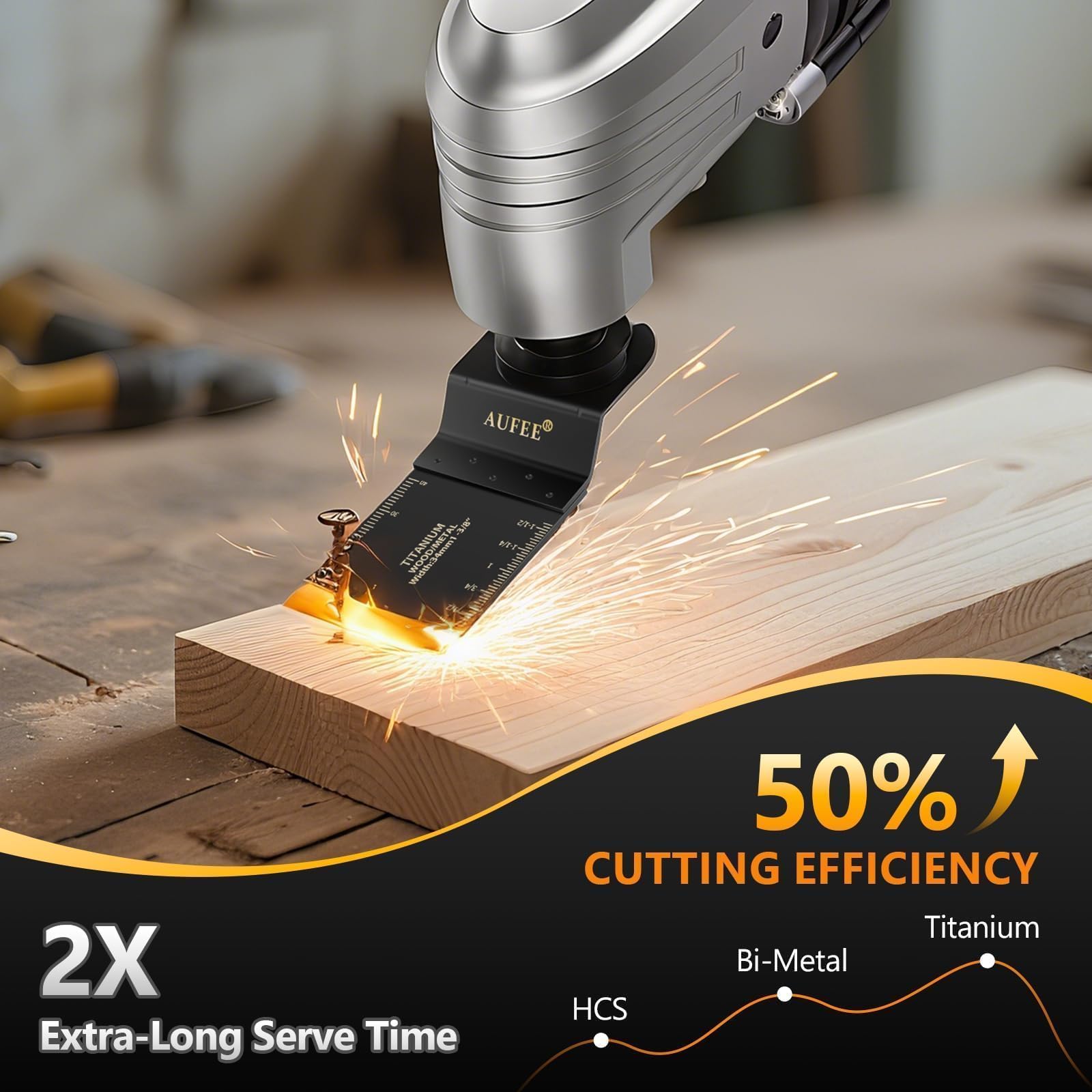 110 cuchillas oscilantes multiherramienta, hoja oscilante de titanio para madera, plásticos y metal, kits profesionales de hojas de sierra oscilantes universales para Dewalt Ryobi Milwaukee Rockwell