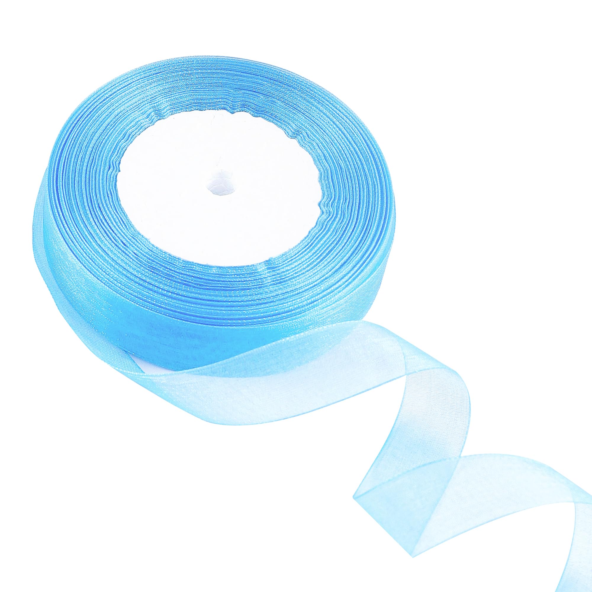 20mm Blue Chiffon Ribbon for Gift Wrapping 45M,Blue Sheer Ribbon 20mm Organza Ribbo Thick for Gift Wrap Hair Bow Christmas Cake Wedding DIY Crafts Car Decoration