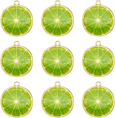 Miniatura 5 de JJG Race - Juego de 40 dijes chapados en oro surtidos de limón, sandía, naranja, fresa, manzana, delicados, colgantes de frutas para aretes,