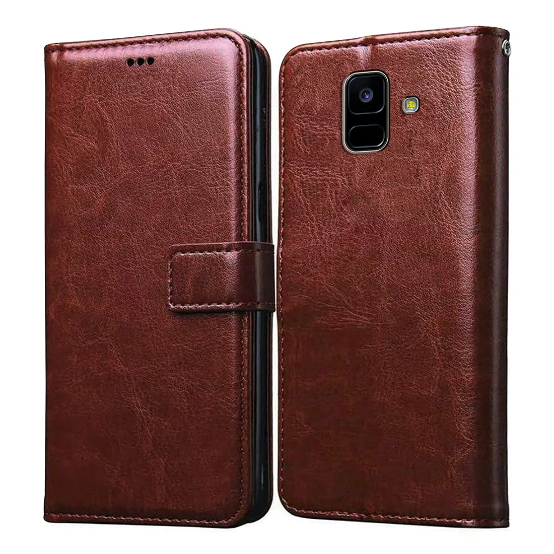 Casotec Flip Cover for Samsung Galaxy A6 | Premium Leather Finish | Inbuilt Pockets & Stand | Flip Case for Samsung Galaxy A6 (Brown) (B09QJ2VCM4) Amazon Price History, Amazon Price Tracker