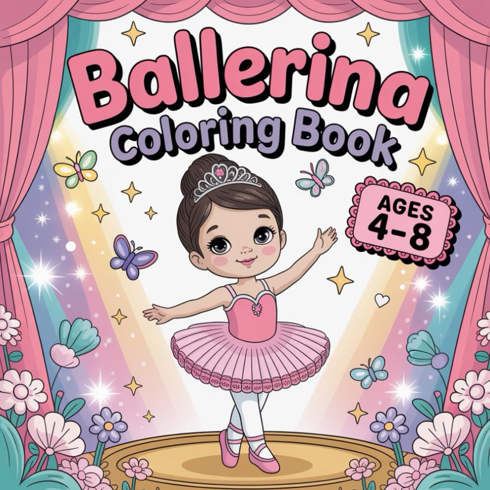 Ballerina coloring book for girls: 50 Cute Ballerina Coloring Pages for Kids, Perfect Dance Recital Gift for Ballet Lovers (Kid Coloring Collection)