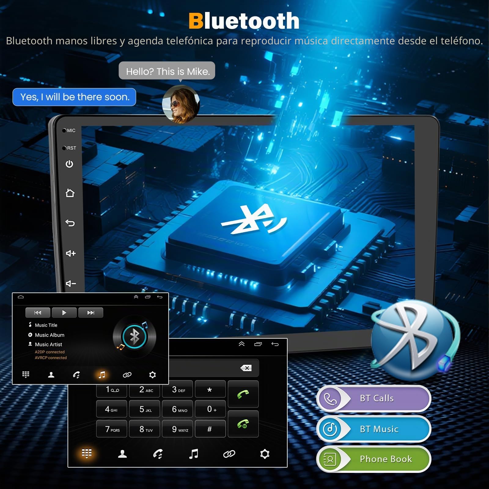 4+64G Android 14 Autoradio Navi Compatible con VW T6 Transporter Multivan 2016-2022 con Carplay Android Auto Pantalla táctil de 9 pulgadas Reproductor de radio Navegación GPS Unidad principal con WLAN
