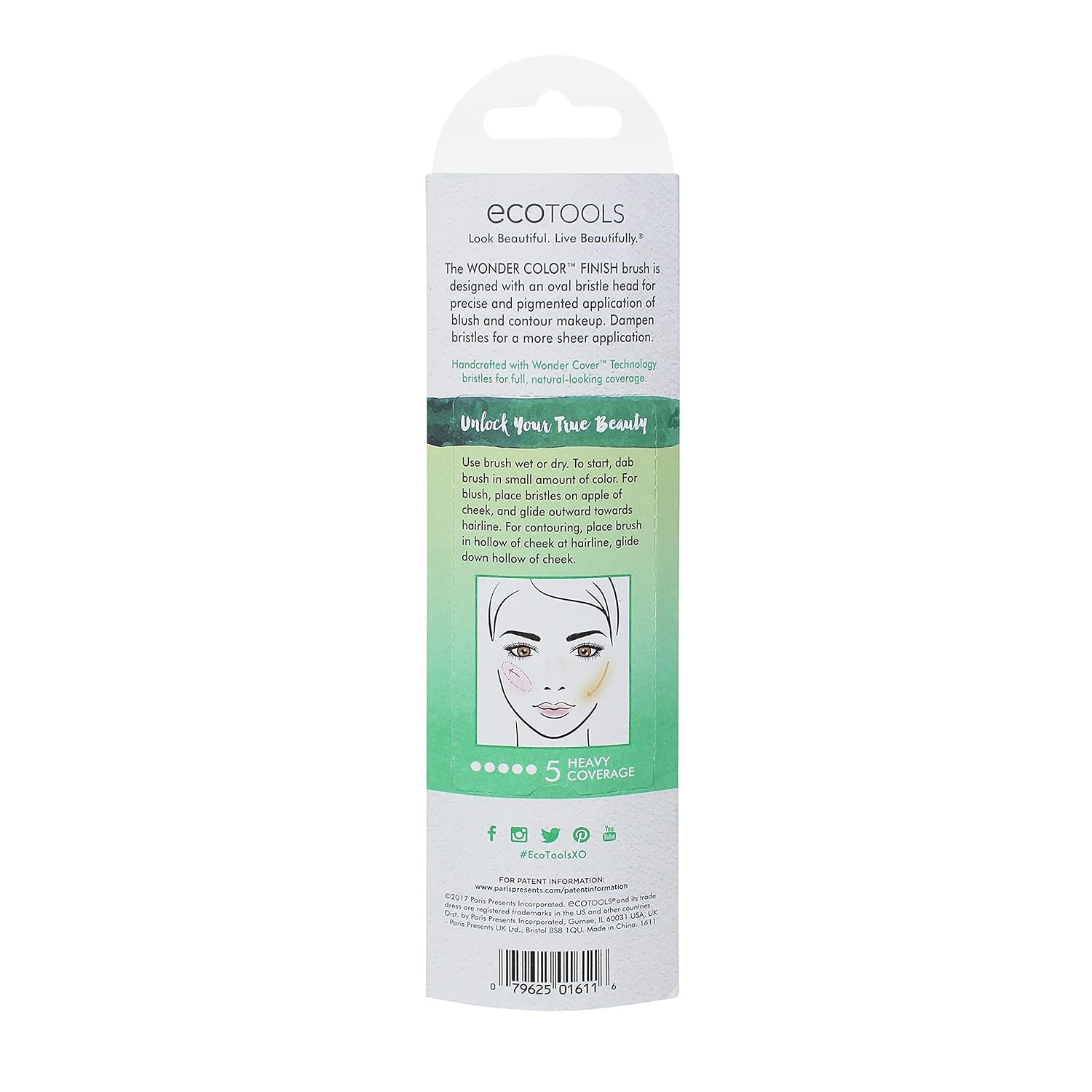 EcoTools Wonder Cover Complexion Makeup Brush, For Liquid or Cream Foundation, Medium to Full Coverage, 1 Count