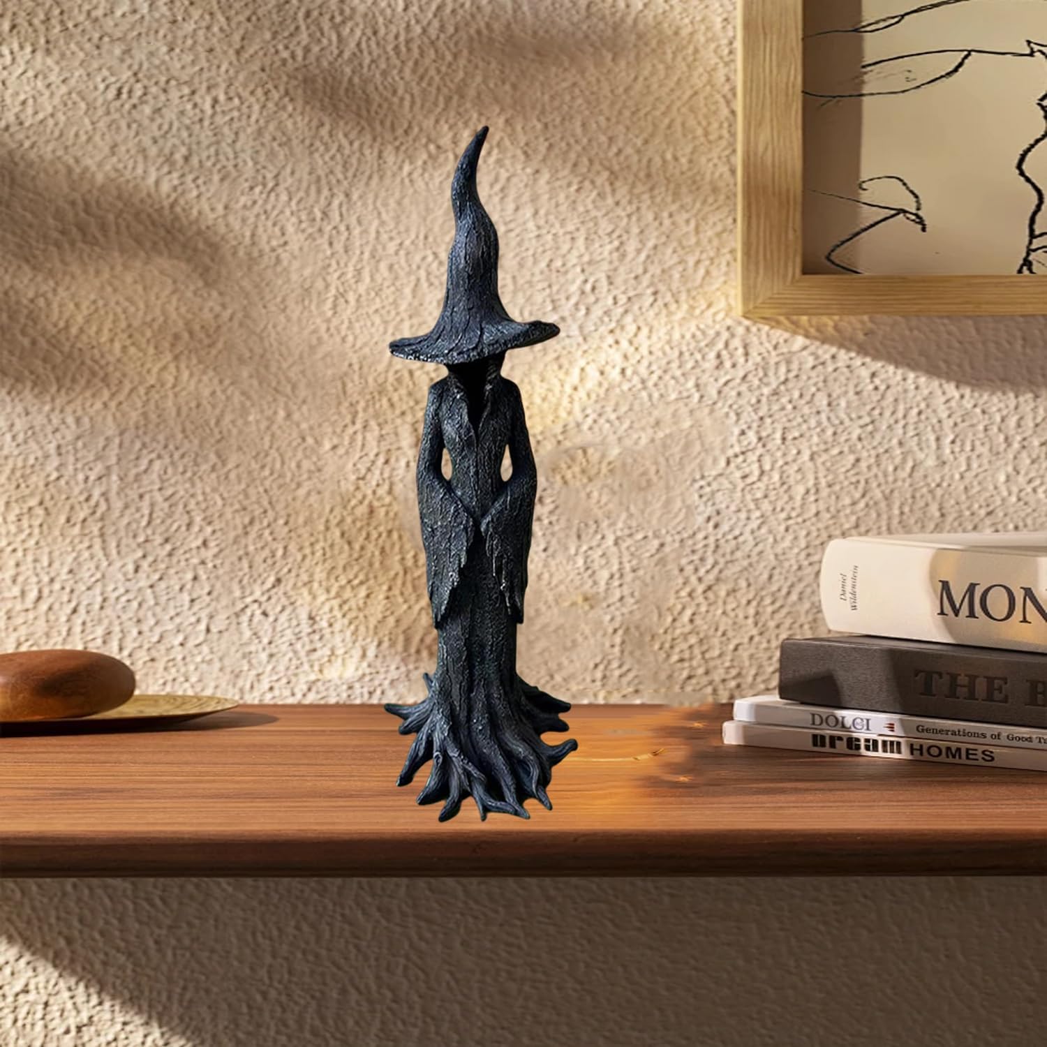 Halloween Witch Decor,Black Witch Statue– 7.5" Halloween Figurines,Resin Statue Gothic Decor,Enchanting Witches Statues,Dark Fantasy Ornament,Retro MagicianDecor,HalloweenDecorations Indoor & Outdoor