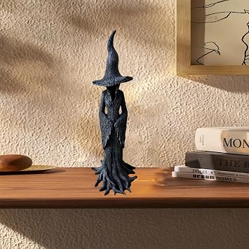 Resin Tabletop Gothic Decor Witch Statue, Retro/Modern Style Decor, Bookshelf/Desktop Decoration and Has A Cool Mystic Look 7.5 Inch