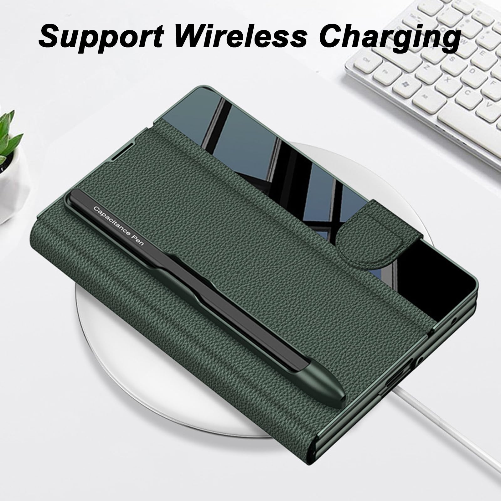 Ribaltabile Cover per Samsung Galaxy Z Fold 8, Leggero Lusso Pelle Affari