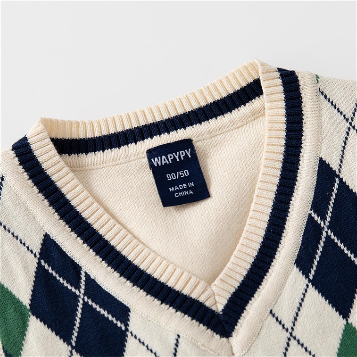 Baby Boys Toddler V-Neck Uniform Knit Plaid Thicken Students Sweater Vest Tank Tops Pullover Knitwear