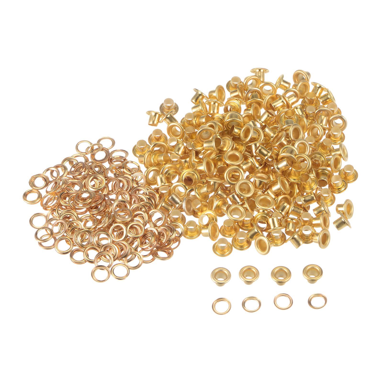 TA-VIGOR 3mm 1/8 Inch Grommets Kit Metal Eyelets with Washers Gold 200pc