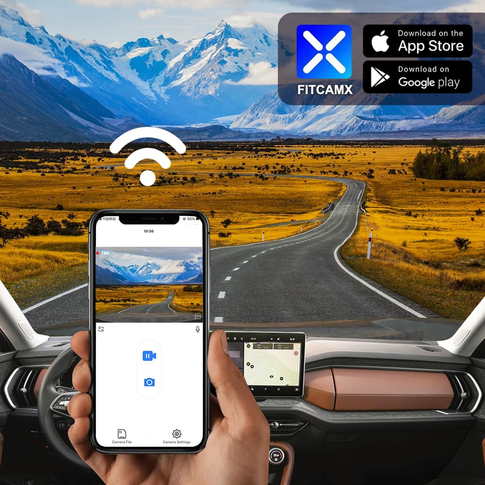 Fitcamx Dashcam Compatibile con 2024 2025 Skoda Kodiaq 2 (HD2-D2100), OEM Aspetto Cameras per Auto, 2160P UHD Video WiFi, G-Sensor, Registrazione Circolare, WDR Modalità, Plug&Play, Scheda da 64 GB