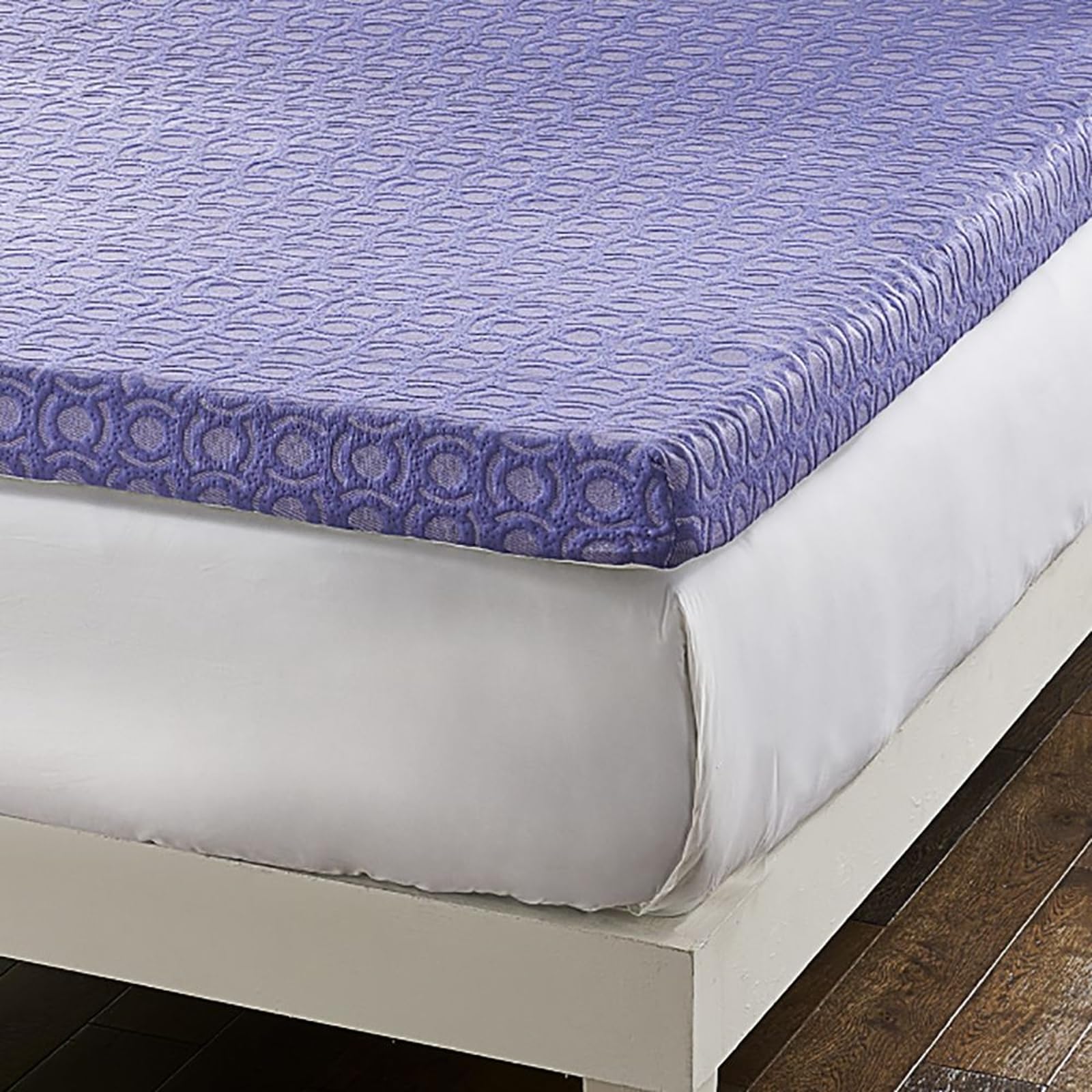 LoftWorks Gel 4 inch Supreme Memory Foam Mattress Topper with Medium Firm Support, Queen, Purple