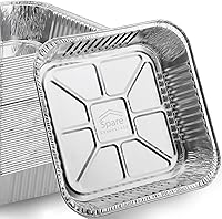 Vista 1 de Moldes de papel de aluminio de 8 x 8 pulgadas (paquete de 55) – Moldes de aluminio cuadrados de 8 pulgadas – Moldes desechables para hornear