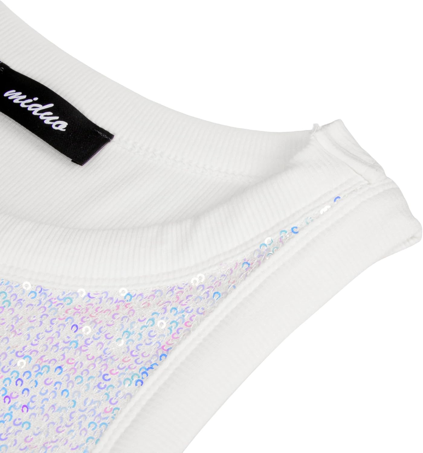 miduo Womens Slim Fit Ribbed Back Crewneck Sequin Sleeveless Mini Dress Sparkle Shimmer Bodycon Party Dresses