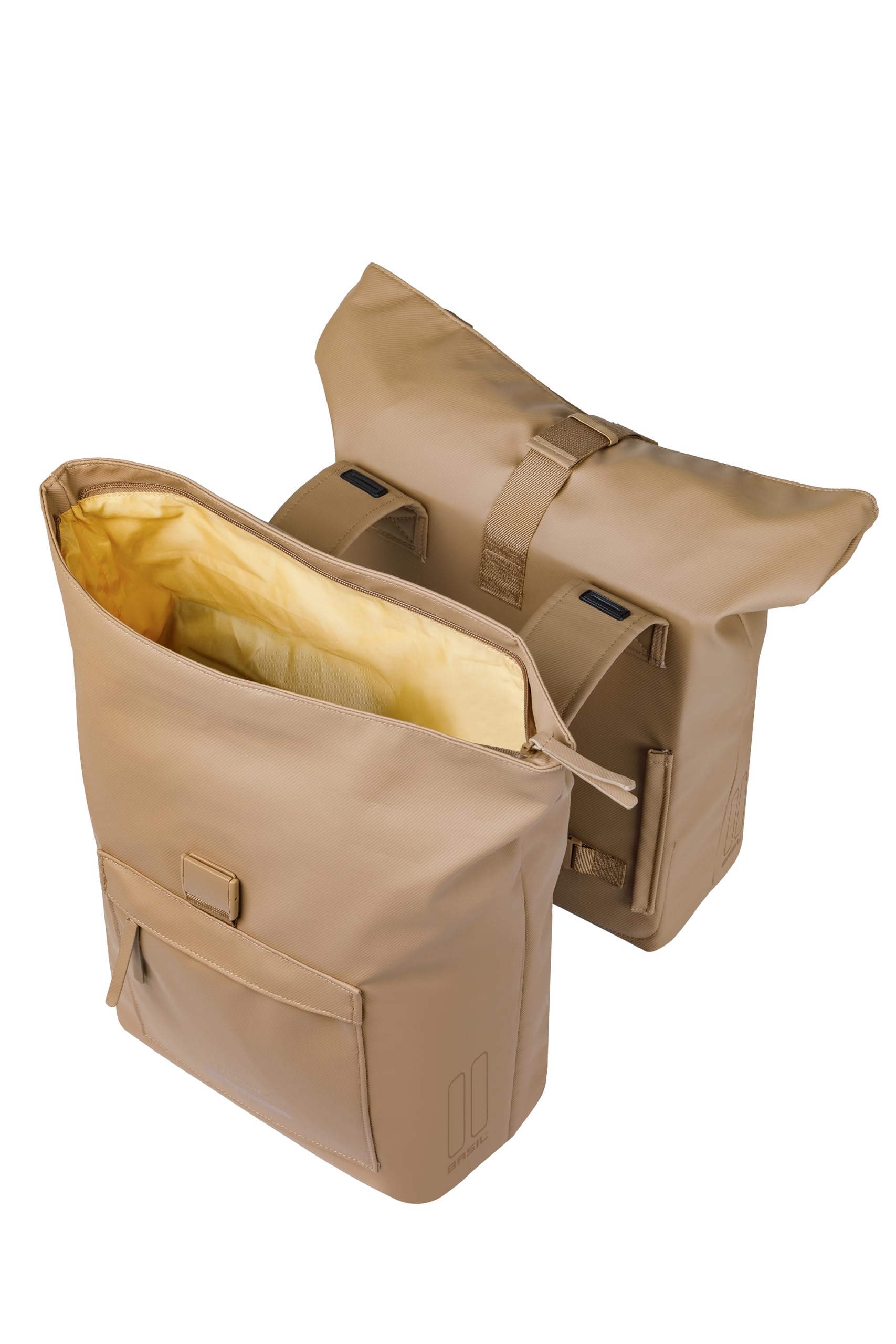 Basil Brooklyn Double Sacoche de vélo - Étanche - 41 l - Imperméable - Réfléchissant - en matériau recyclé - Sable