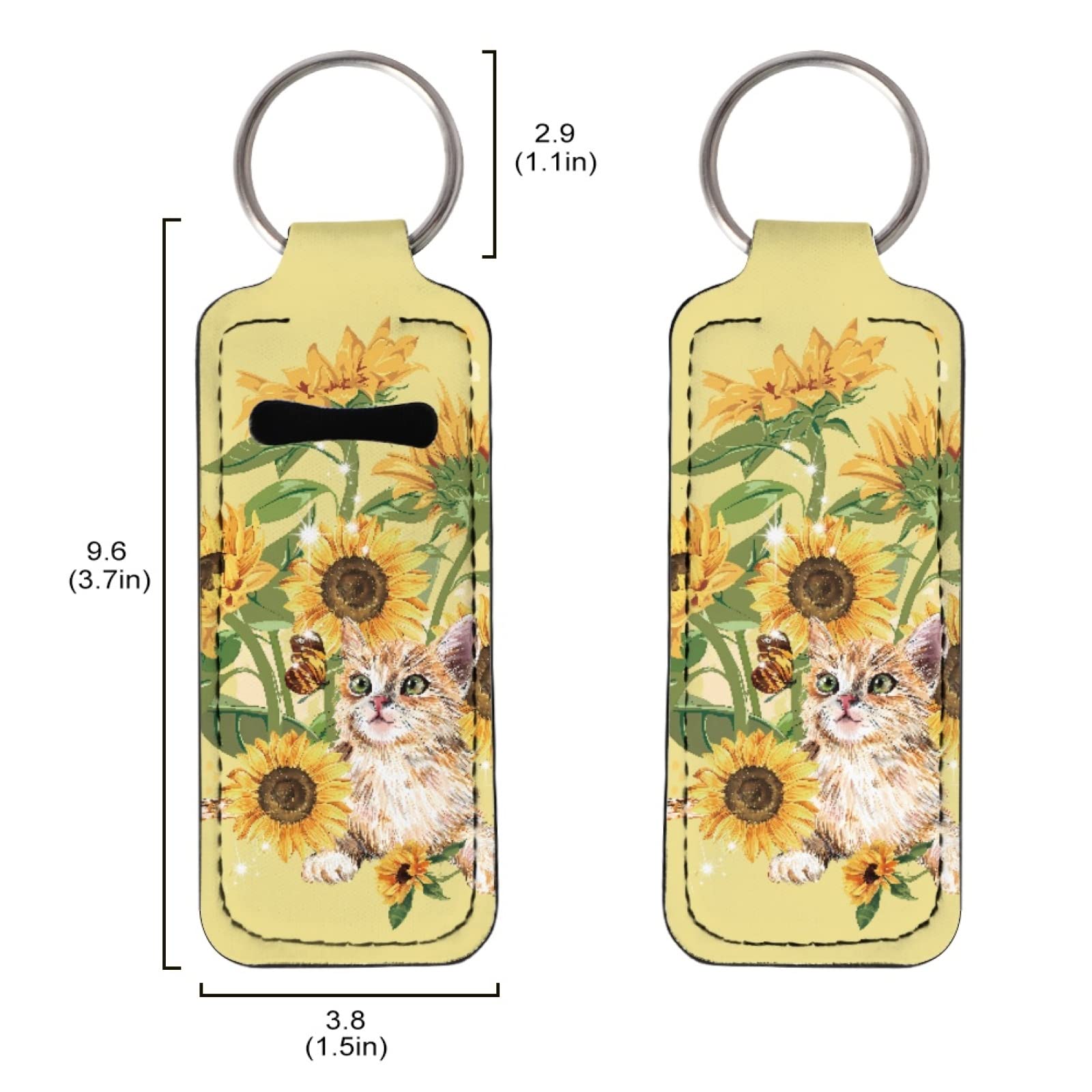 Dreaweet Sunflower Cat Chapstick Holder Keychain Women Fashion Lip Balm Holder Chapstick Keychain Holder for Lipstick, Chapstick, Lip Balm