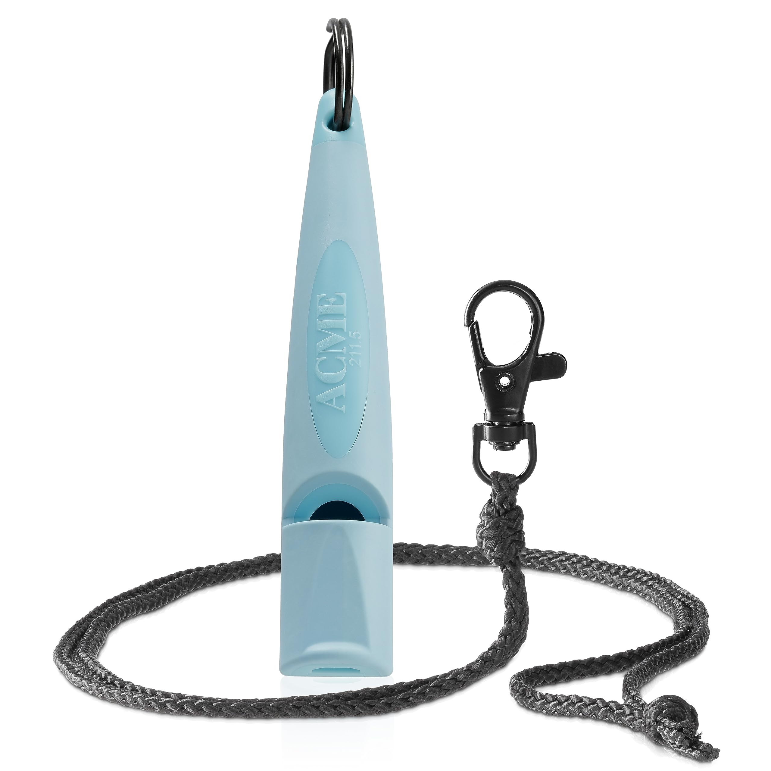 ACME Fischietto per cani n. 210,5 (aggiornamento 2023) con nastro per pipa in nero opaco | Alpha | ideale per richiamare | Ampia portata | standard di frequenza (Baby Blue)