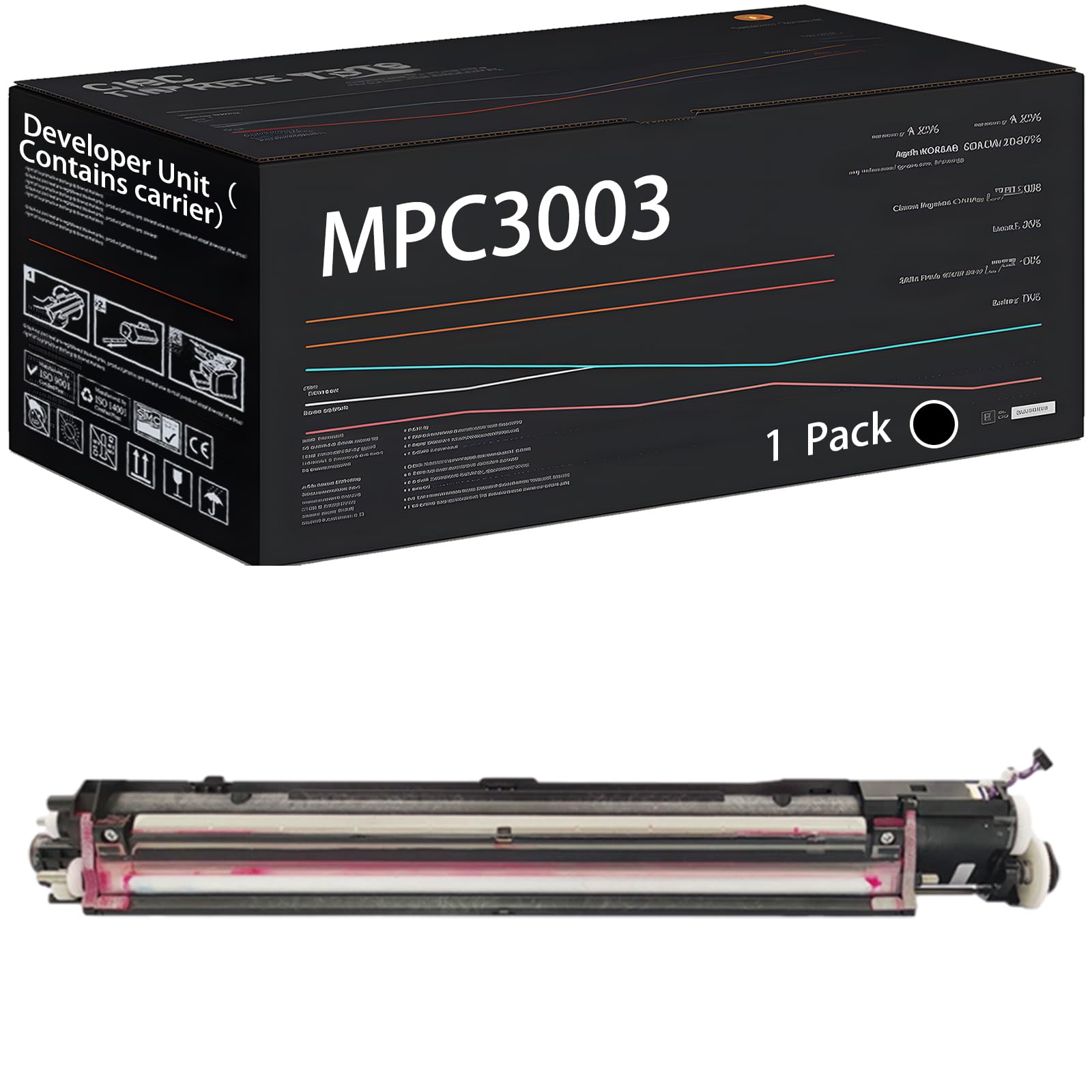 UVUMB MPC3003 Developer Unit?Contains Carrier? Compatible for Ricoh MP C3003 MP C3503 MP C4503 MP C5503 MP C6003 Printers, with Chip, High Yield 370000 Pages, High-Definition Printing (1 Pack Black)