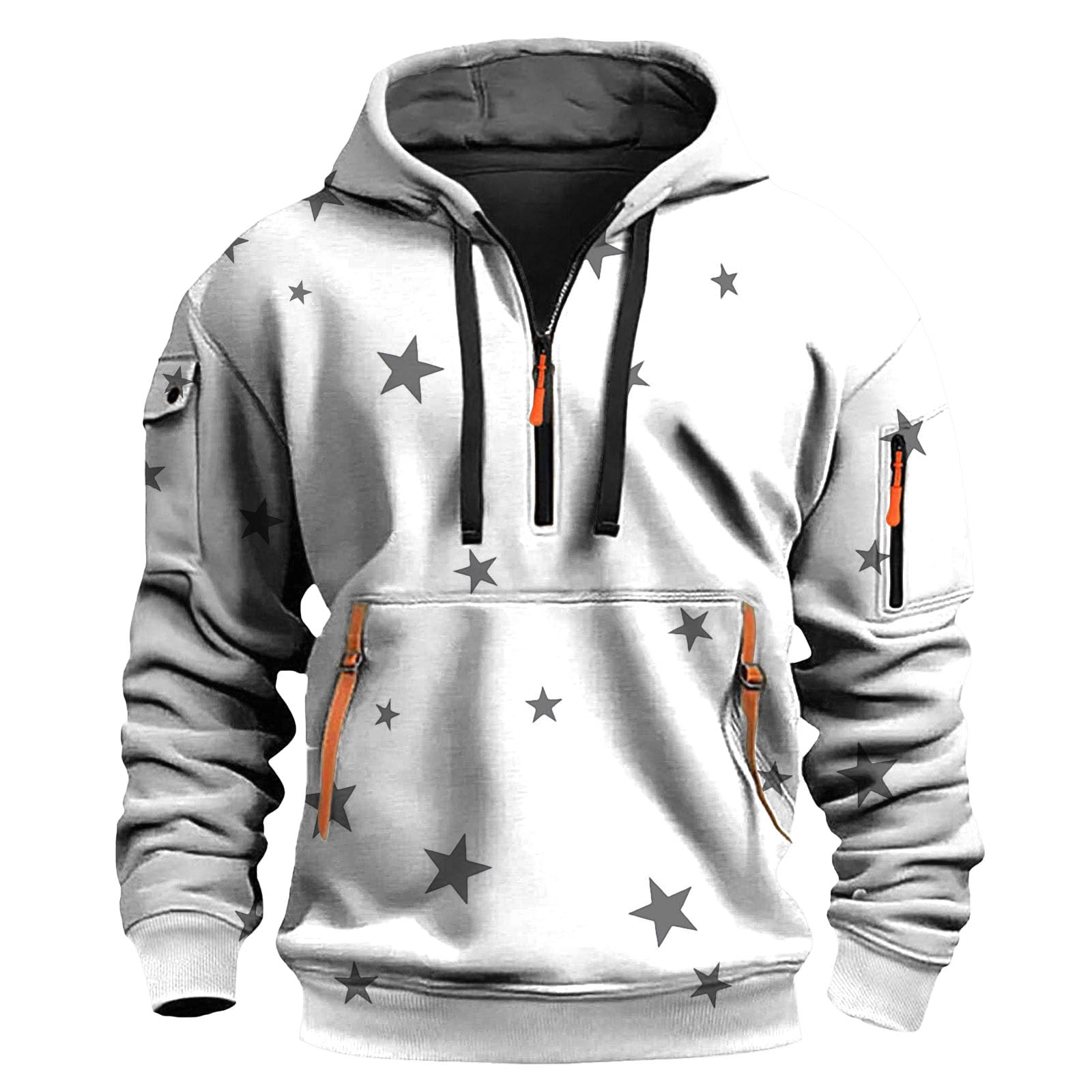Sudaderas De Hombre Sudadera con Capucha Y Camiseta Estampado 3D para Hombre, Estilo Juvenil Moderno, Ideal Otoño E Invierno. Moteras (White, L) Oversize Chaqueta Verano Ropa Casual