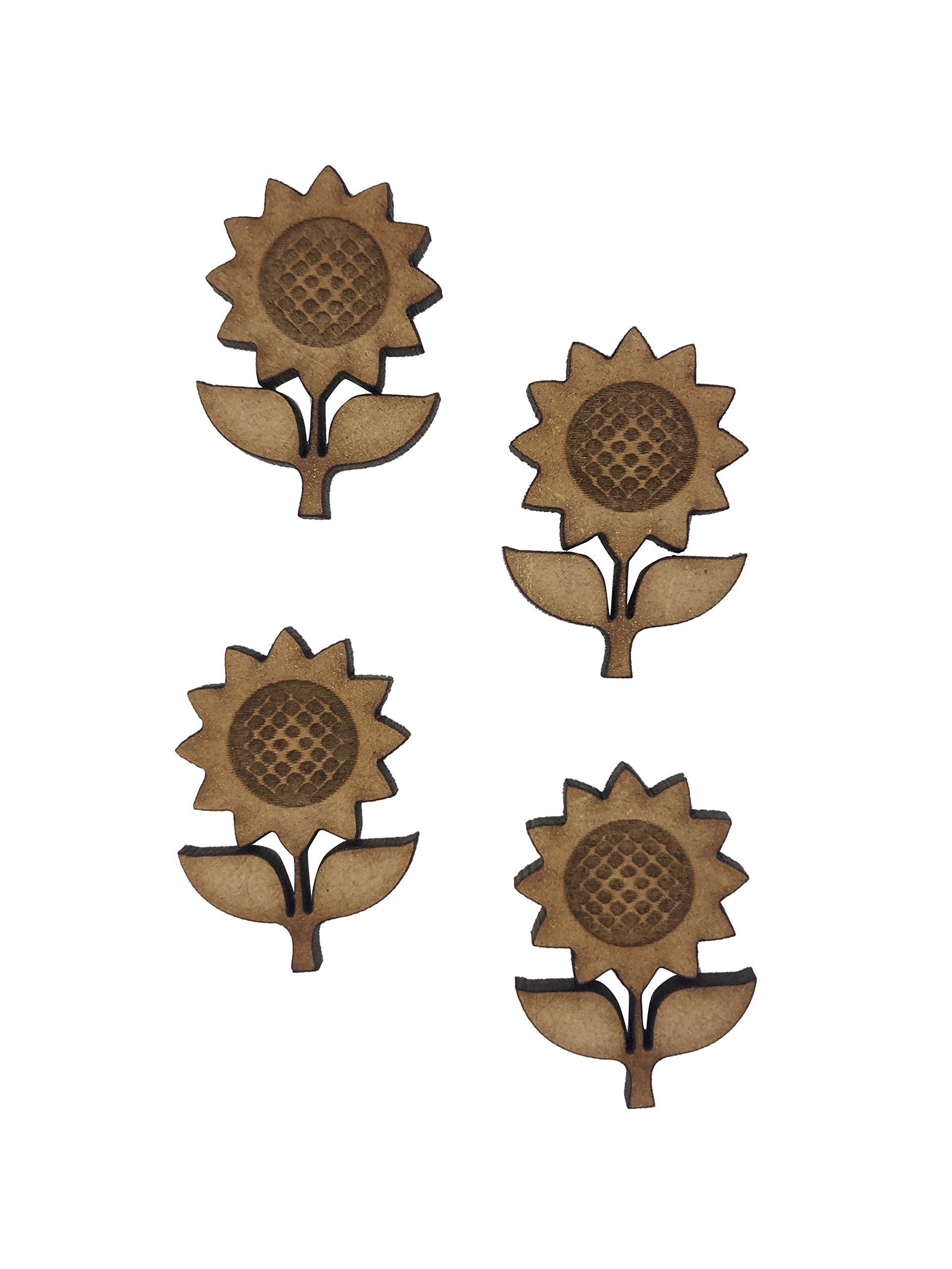 The Crafty Cow 16X Sunflower Plant 3Cm Wood Craft Embelishments Laser Cut Shape Mdf