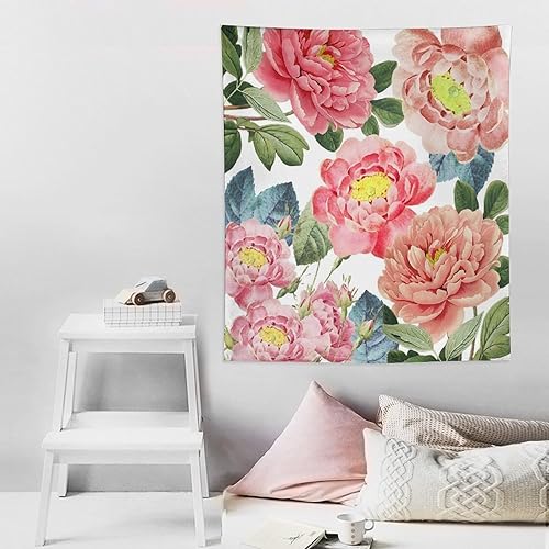 Miniatura 8 de REFYLD Tapiz para colgar en la pared, tapiz abstracto de peonía y flores, tapiz para dormitorio, sala de estar, dormitorio (50 x 60 pulgadas)