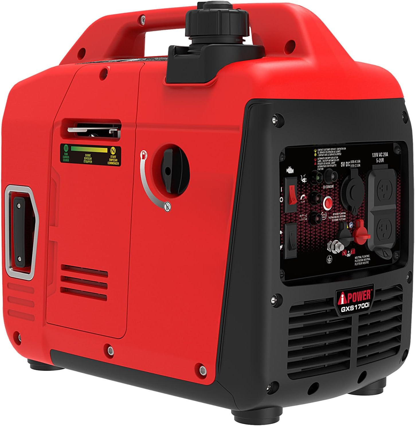 A-iPower 1700 Watt Portable Quiet Inverter Generator Gas Powered, Small Ultra Lightweight Quiet Generator for Camping, Tailgating, Home Backup, Emergency, EPA & CARB Compliant, CO Sensor (GXS1700i)