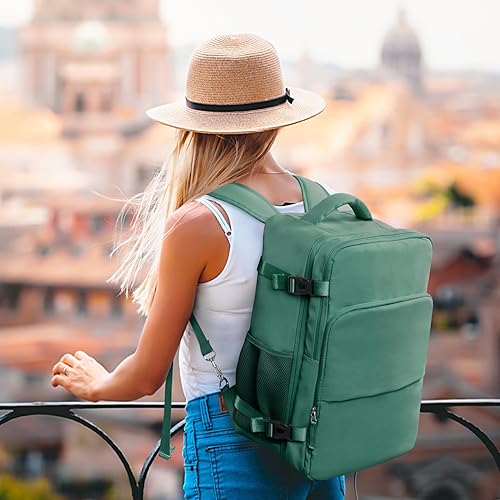 Miniatura 9 de Hanples Mochila grande de viaje para laptop, Verde, Mochilas de viaje