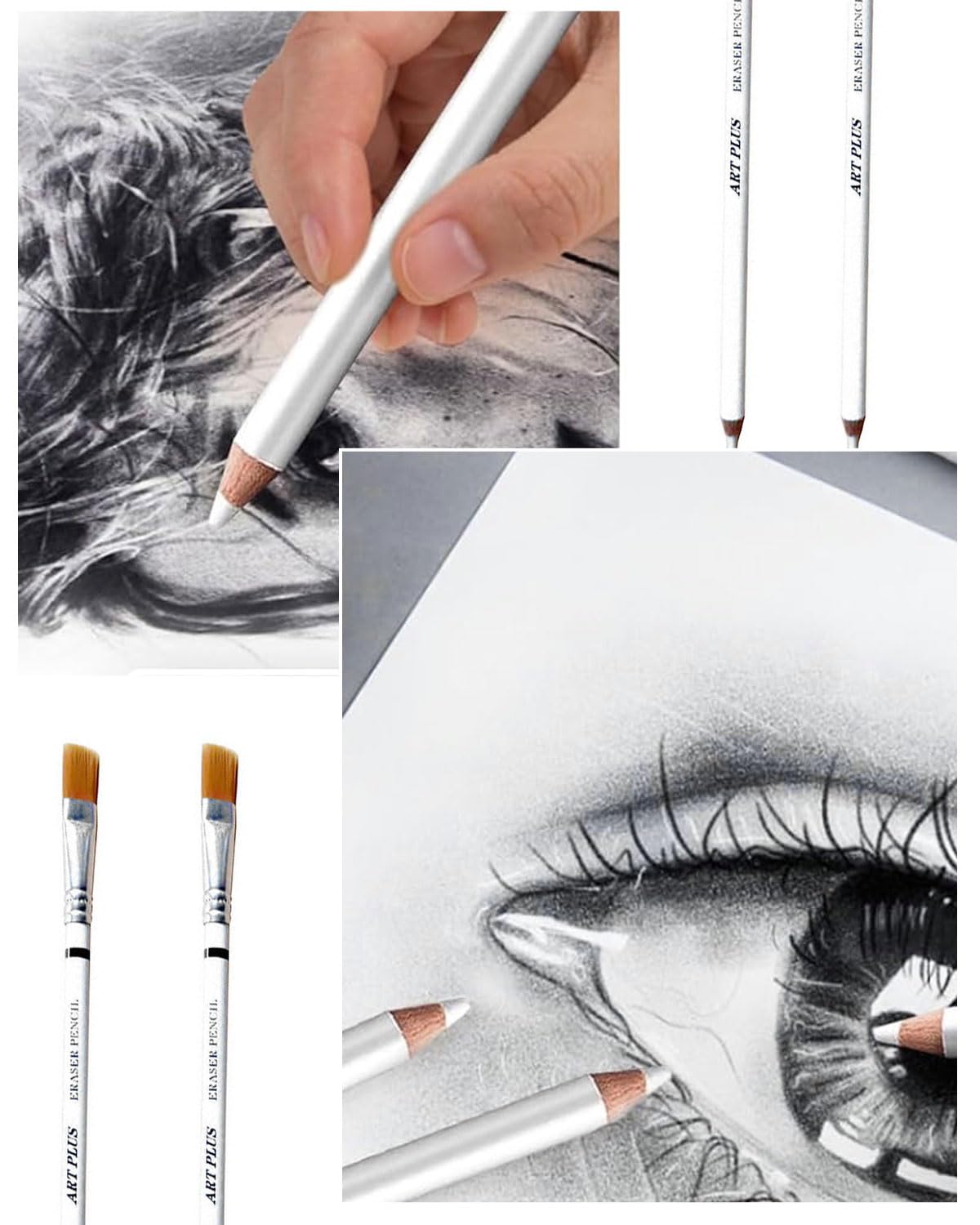 TPZORJX Confezione da 6 gomme da cancellare - gomma da disegno con pennello, matita, gomme da cancellare per artisti, schizzi, accessori per pittura, per schizzi e illustrazioni colorate