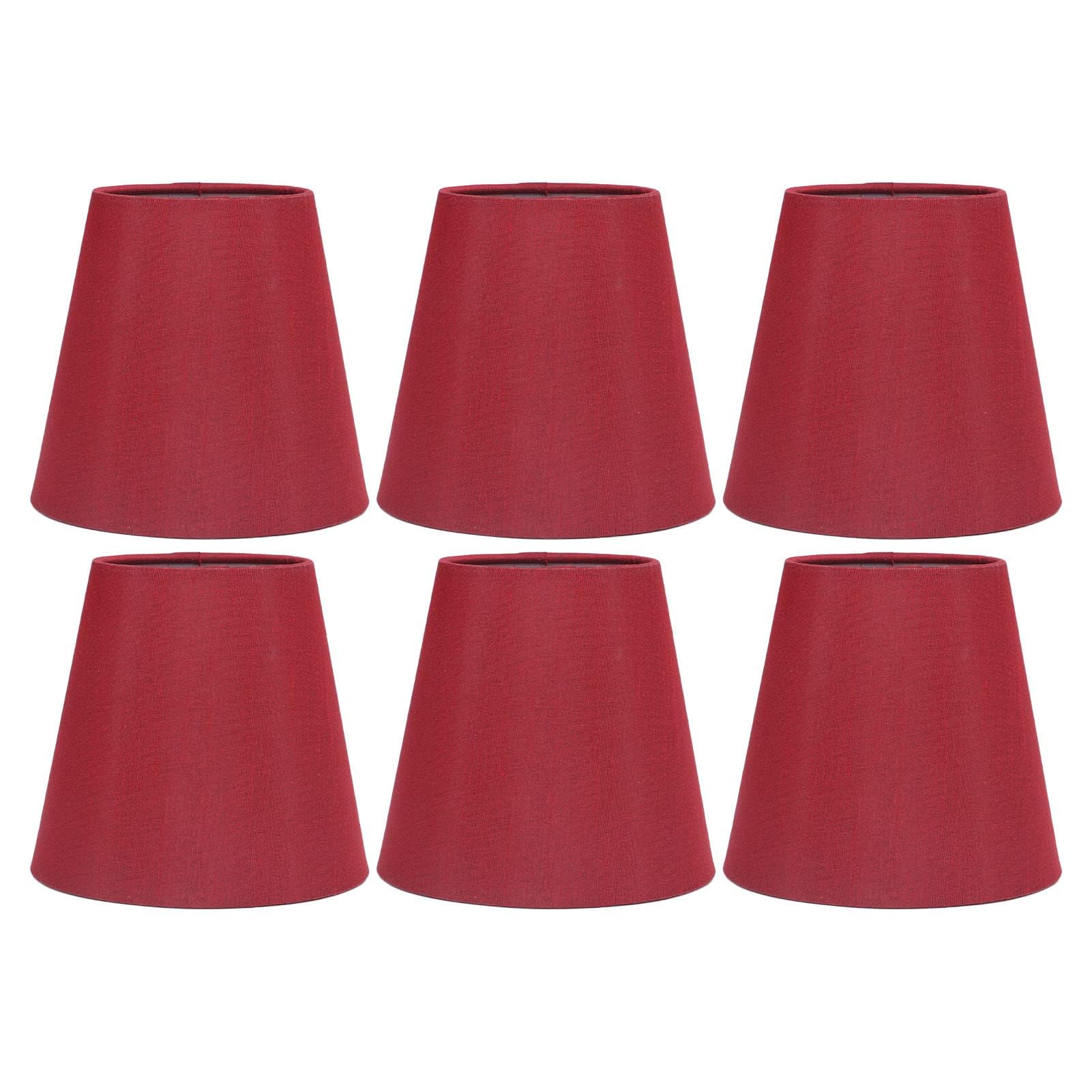 Small Lamp Shade Set of 6, Chandelier Lamp Shades for Table Lamps Small Lamp Shades Clip on Bulb for Home Bedroom (Wine Red)