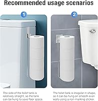 Vista 4 de Conworld Soporte de pared para almacenamiento de papel higiénico, dispensador portarrollos de papel higiénico sobre el tanque de reserva