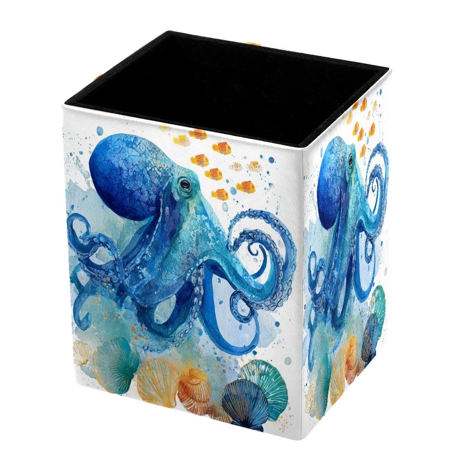 DragonBtu Desktop Pencil Holder, Octopus Rectangular Pencil Cup, Pencil Storage Bag Office Desk Supplies Case for School, Kids