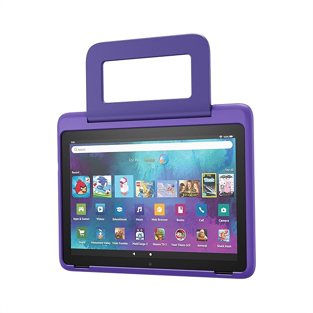Amazon Kid-Friendly Case for Fire HD 10 tablet | Only compatible with 11th-generation tablet (2021 release), for ages 612, Purple Emoji