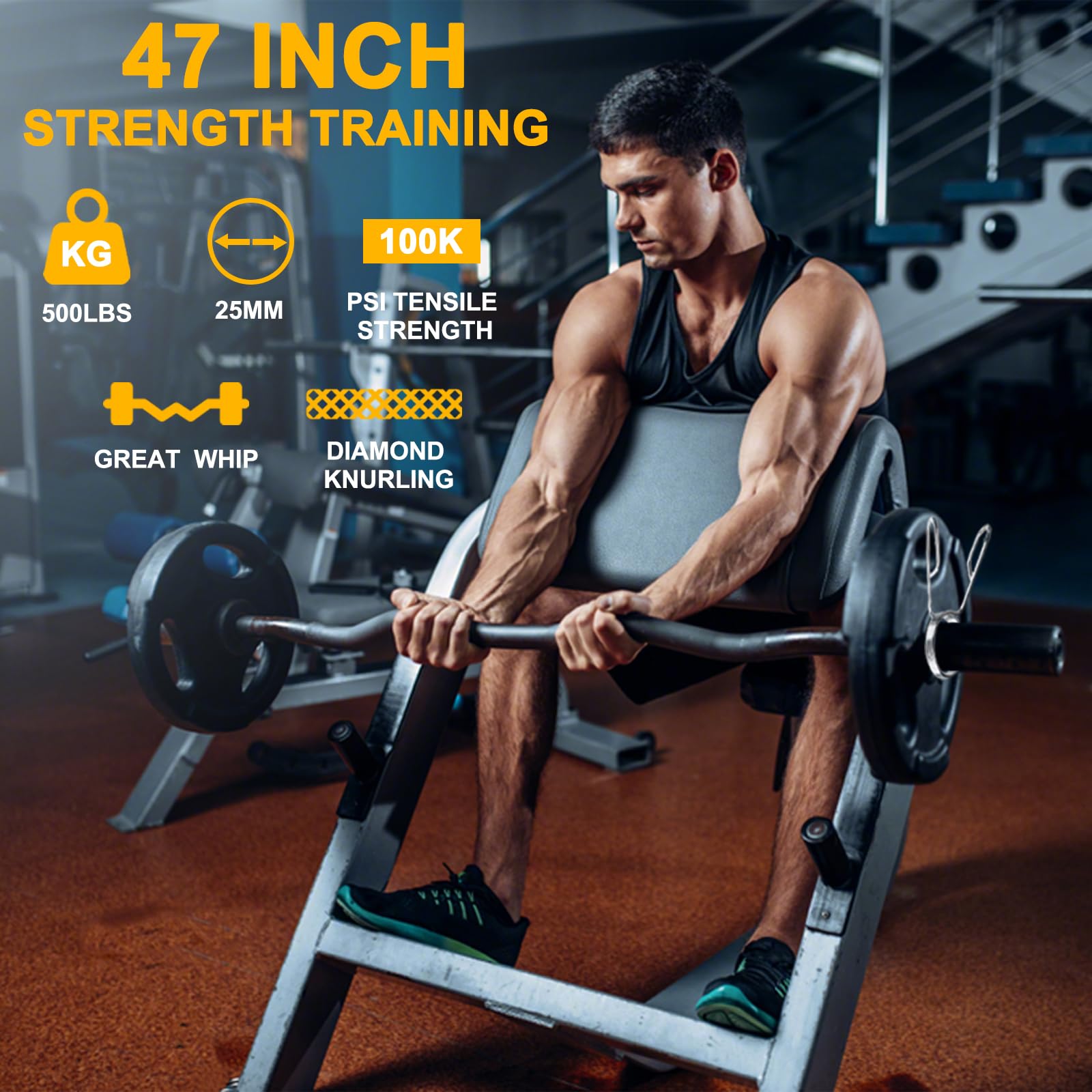 Amazon.com : Olympic EZ Curl Barbell Bar, 47” Strength Training EZ