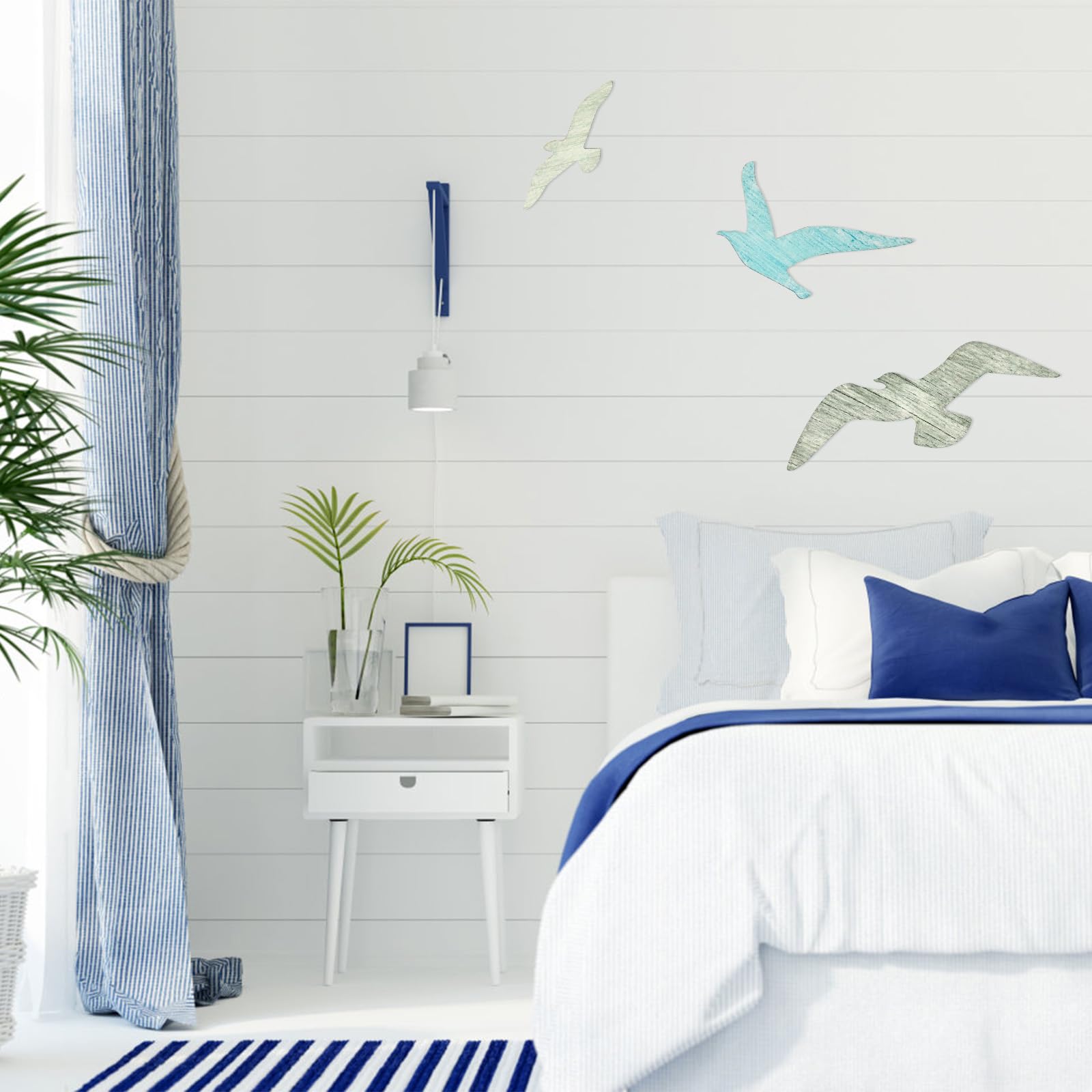 lmoikesz Set di 3 decorazioni da parete in legno con gabbiano in 3 pezzi, decorazione da