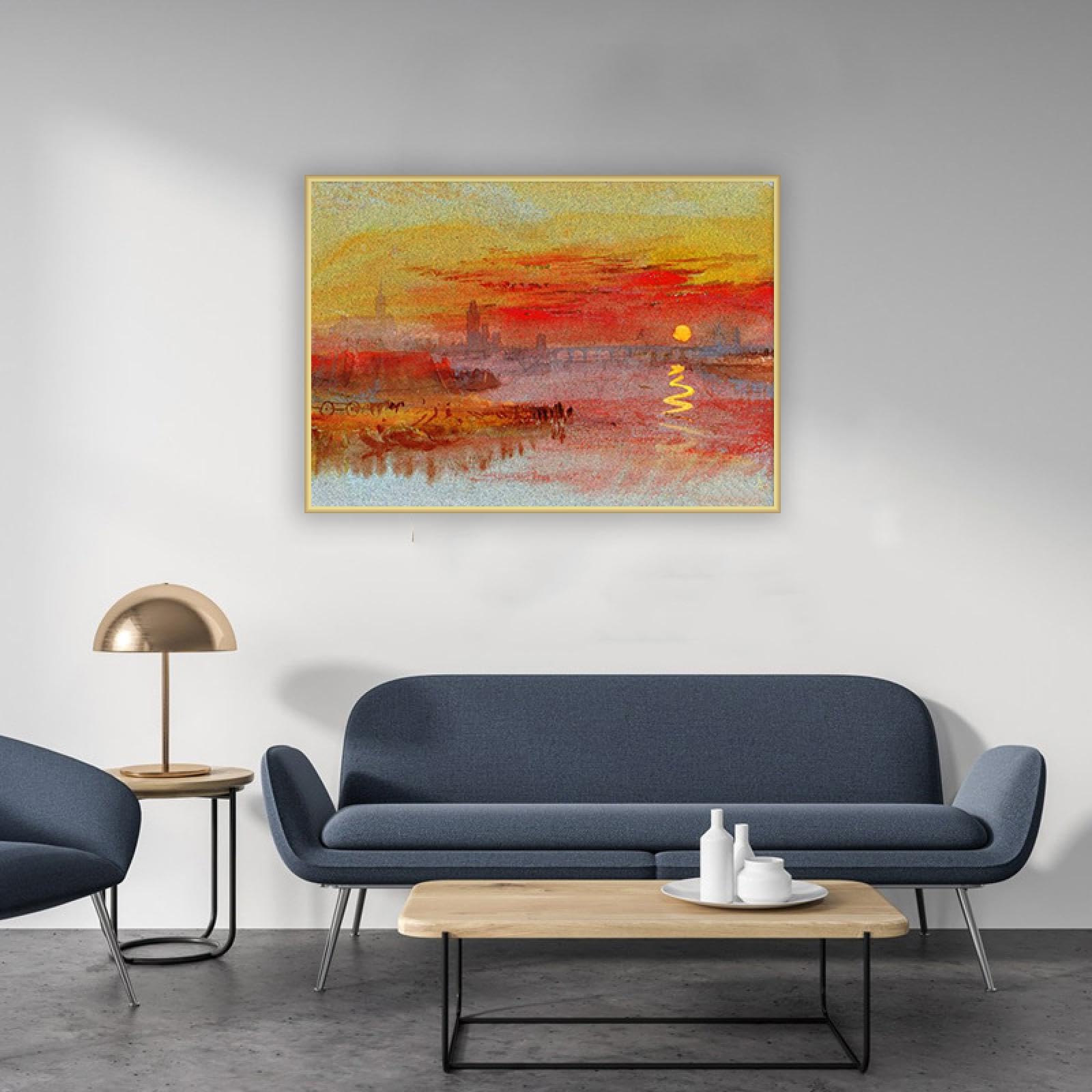 J.M.W.ターナー、ローマ平野の日没、希少画集画、 新品額装付 J.M.W.ターナー、ローマ平野の日没、希少画集画、 新品額装付