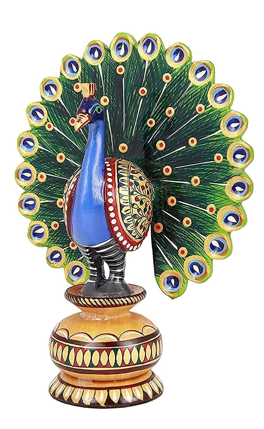 Khamma Ghanni Wooden Dancing Peacock for Home & Office Decor I Living Room I Guest Room I Showpiece I Peacock Statue I Bedroom I People,Shiva Mor Statue (Pack of 1) (6 Inches)