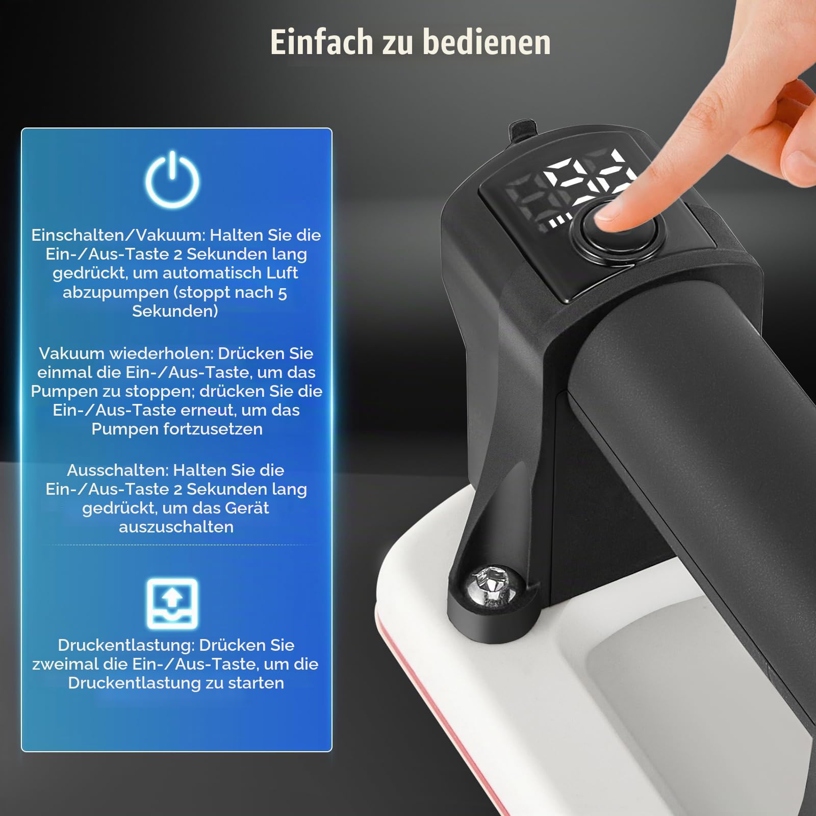 Akku Vakuum Saugheber, Fliesenheber Elektrischer Vakuum Saugheber, Elektrische Glassauger mit Automatischer Nachsaugung & LCD-Display, Elektrischer Vakuum-Saugnapf für Fliesen, Glas, Marmor