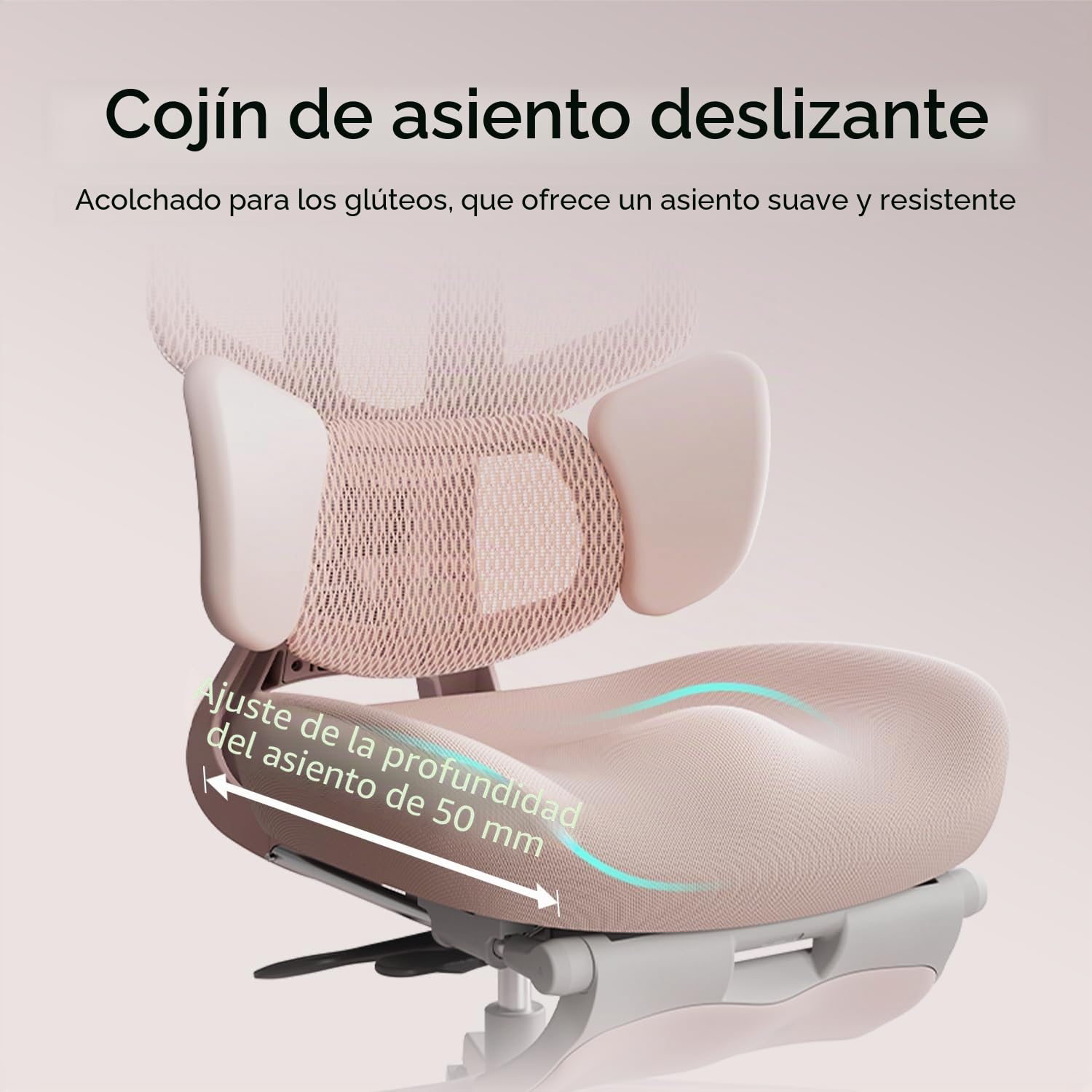 Hbada E3 Air Silla de Oficina Ergonomica - Soporte Lumbar Dinámico de 3 Zonas, Reposacabezas 3D y Brazos 4D, Silla Ergonomica Escritorio Sin Pedales (Rosa)