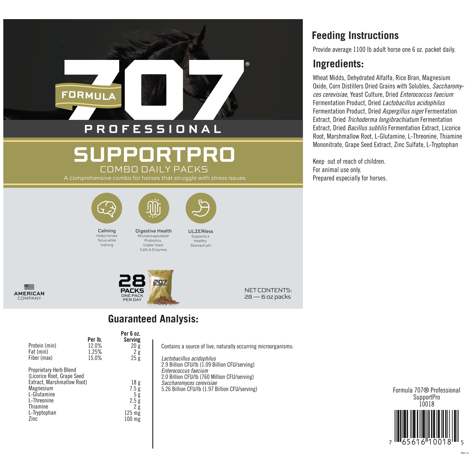 Formula 707 Support Pro Daily Packs for Horses - 28 Day Supply - Calming, Ulcer Support, Hindgut Health, Focus & Stress Relief - image 7