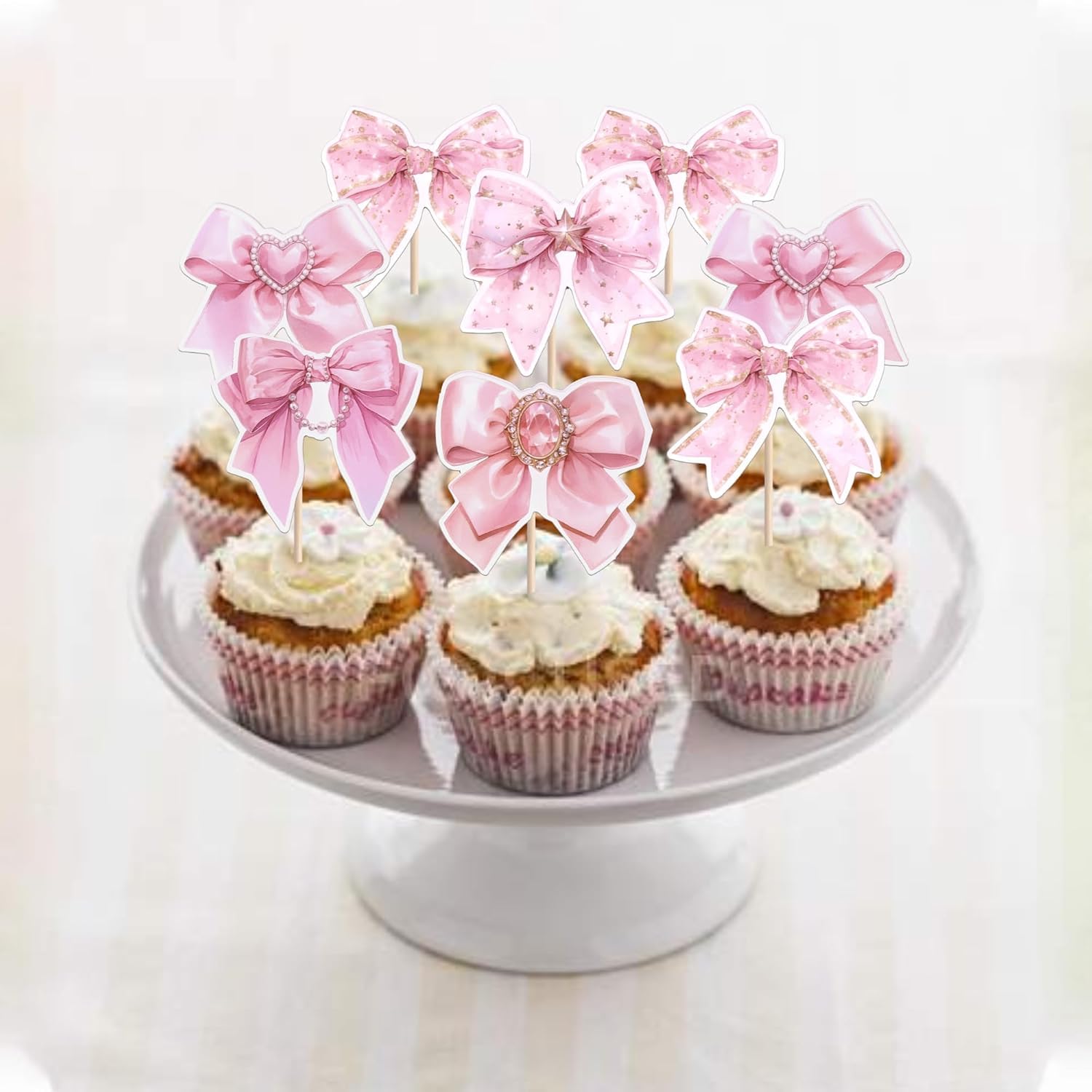 40 PCS Bow Cake Toppers — Pink Resin Bow Decorations For Cupcakes, Wedding, Baby Shower & Party Desserts | Small, Medium & Large Sizes - View #13
