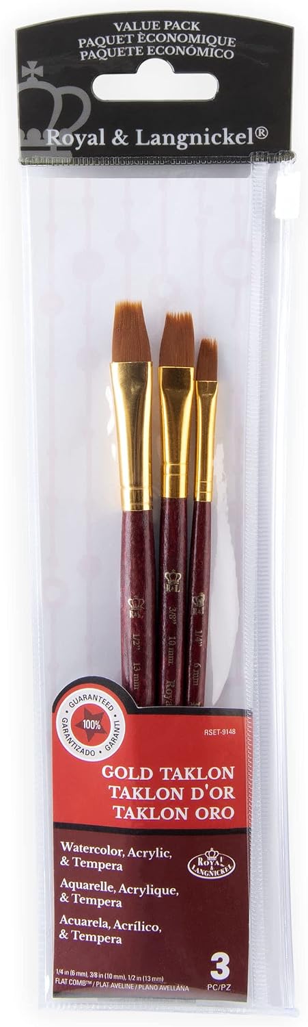 Royal & Langnickel Royal Zip N' Close Gold Taklon Comb 3-Piece Brush Set