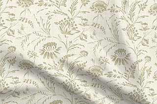 Spoonflower Fabric - Floral Botanical Leaes Farmhouse Cottage Printed on Polartec(R) Fleece Fabric Fat Quarter - Sewing Blankets Loungewear and No-Sew Projects